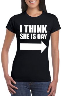 Bellatio Decorations Zwart I think she is gay shirt voor dames XS