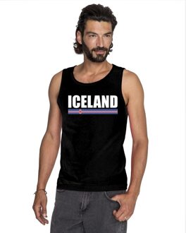 Bellatio Decorations Zwart Ijsland supporter singlet shirt/ tanktop heren L