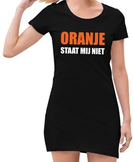 Bellatio Decorations Zwart  jurkje met Oranje staat mij niet  dames - Zwart Koningsdag kleding L