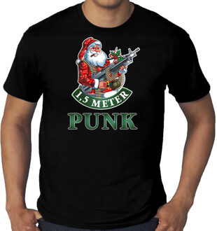 Bellatio Decorations Zwart Kerst shirt / Kerstkleding 1,5 meter punk voor heren grote maten 3XL - kerst t-shirts