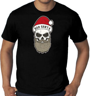 Bellatio Decorations Zwart Kerst shirt/ Kerstkleding Bad Santa voor heren grote maten 3XL - kerst t-shirts Blauw