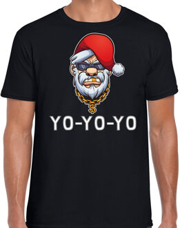 Bellatio Decorations Zwart Kerst shirt/ Kerstkleding Gangster / rapper Santa voor heren 2XL - kerst t-shirts