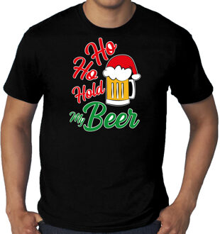 Bellatio Decorations Zwart Kerst shirt / Kerstkleding Ho ho hold my beer voor heren grote maten 3XL - kerst t-shirts