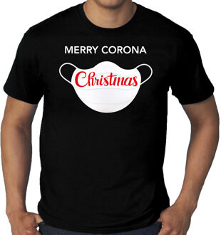 Bellatio Decorations Zwart Kerst shirt/ Kerstkleding Merry corona Christmas voor heren grote maten 3XL