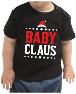 Bellatio Decorations Zwart kerst shirt / kleding Baby Claus voor baby / kinderen 62 (1-3 maanden) - kerst t-shirts kind