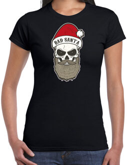 Bellatio Decorations Zwart Kerstshirt / Kerstkleding Bad Santa voor dames 2XL - kerst t-shirts