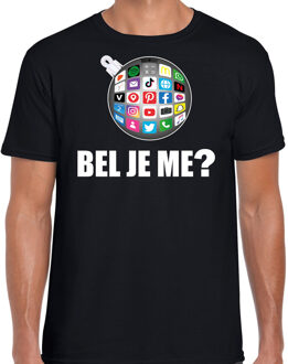 Bellatio Decorations Zwart Kerstshirt / Kerstkleding bel je me voor heren met social media kerstbal 2XL - kerst t-shirts