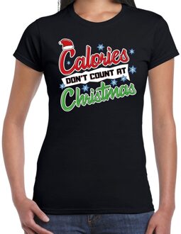 Bellatio Decorations Zwart kerstshirt / kerstkleding calories dont count at christmas voor dames 2XL - kerst t-shirts