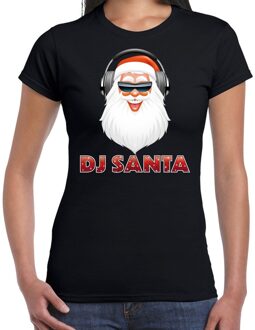 Bellatio Decorations Zwart kerstshirt / kerstkleding DJ Santa met koptelefoon voor dames 2XL - kerst t-shirts