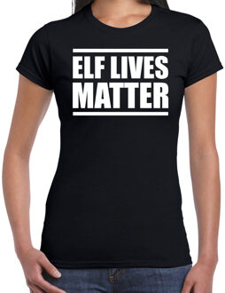 Bellatio Decorations Zwart Kerstshirt / Kerstkleding Elf lives matter voor dames XS - kerst t-shirts