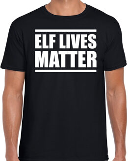 Bellatio Decorations Zwart Kerstshirt / Kerstkleding Elf lives matter voor heren 2XL - kerst t-shirts