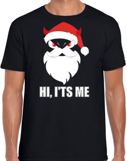 Bellatio Decorations Zwart Kerstshirt / Kerstkleding Hi its me voor heren met duivels kerstmannetje 2XL - kerst t-shirts