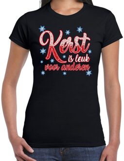 Bellatio Decorations Zwart kerstshirt / kerstkleding kerst is leuk voor anderen voor dames S - kerst t-shirts