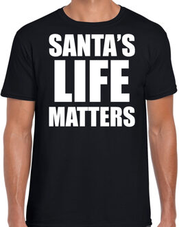 Bellatio Decorations Zwart Kerstshirt / Kerstkleding Santas life matters voor heren 2XL - kerst t-shirts