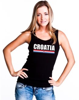Bellatio Decorations Zwart Kroatie supporter singlet shirt/ tanktop dames