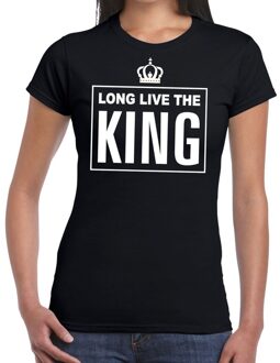 Bellatio Decorations Zwart Long live the King Engelse tekst shirt dames - Oranje Koningsdag/ Holland supporter kleding 2XL