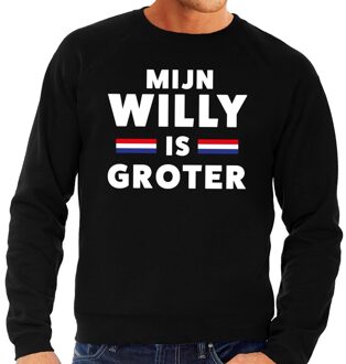 Bellatio Decorations Zwart Mijn Willy is groter sweater - Trui voor heren - Koningsdag kleding 2XL