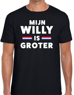 Bellatio Decorations Zwart Mijn Willy is groter t-shirt - Shirt voor heren - Koningsdag kleding L