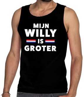 Bellatio Decorations Zwart Mijn Willy is groter tanktop / mouwloos shirt - Singlet voor heren - Koningsdag kleding 2XL