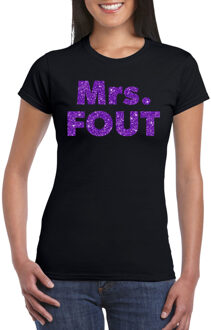 Bellatio Decorations Zwart Mrs Fout t-shirt met paarse glitters dames 2XL - Feestshirts