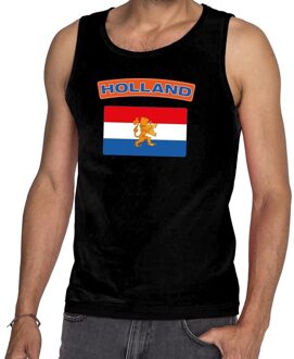 Bellatio Decorations Zwart Nederlandse vlag Holland singlet/ mouwloos shirt heren -  Koningsdag/voetbal kleding 2XL