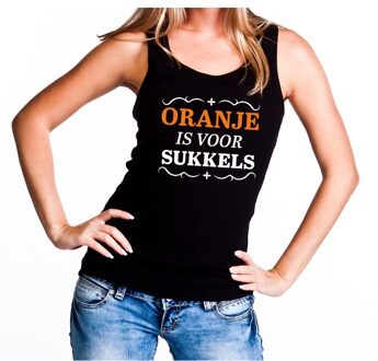 Bellatio Decorations Zwart Oranje is voor sukkels mouwloos shirt dames