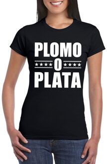 Bellatio Decorations Zwart plomo o plata shirt voor dames