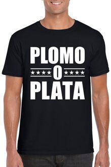 Bellatio Decorations Zwart plomo o plata shirt voor heren M