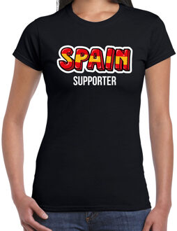 Bellatio Decorations Zwart Spain fan t-shirt voor dames - Spain supporter - Spanje supporter - EK/ WK shirt / outfit 2XL