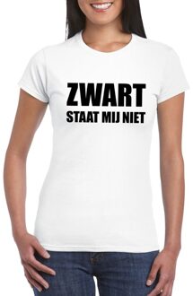 Bellatio Decorations Zwart staat mij niet tekst t-shirt wit voor dames - dames fun shirts 2XL