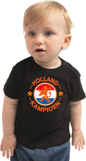 Bellatio Decorations Zwart t-shirt Holland kampioen met leeuw voor babys - Nederland supporter