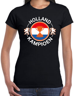 Bellatio Decorations Zwart t-shirt Holland / Nederland supporter Holland kampioen met beker EK/ WK voor dames