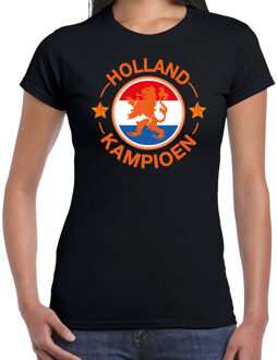 Bellatio Decorations Zwart t-shirt Holland / Nederland supporter Holland kampioen met leeuw EK/ WK voor dames