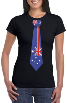 Bellatio Decorations Zwart t-shirt met Australie vlag stropdas dames XS