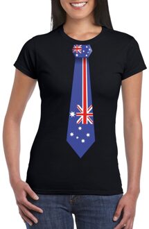 Bellatio Decorations Zwart t-shirt met Australie vlag stropdas dames