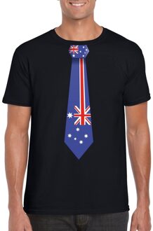 Bellatio Decorations Zwart t-shirt met Australie vlag stropdas heren 2XL