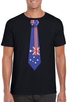 Bellatio Decorations Zwart t-shirt met Australie vlag stropdas heren