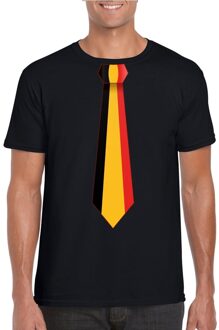 Bellatio Decorations Zwart t-shirt met Belgie stropdas heren - Belgie supporter L