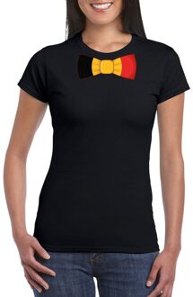 Bellatio Decorations Zwart t-shirt met Belgie vlag strikje dames