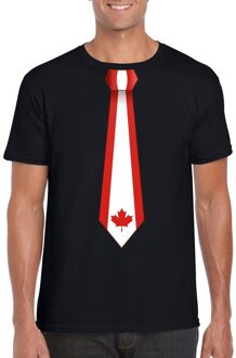 Bellatio Decorations Zwart t-shirt met Canada vlag stropdas heren 2XL