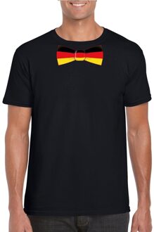 Bellatio Decorations Zwart t-shirt met Duitsland vlag strikje heren L