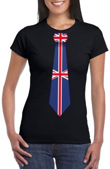 Bellatio Decorations Zwart t-shirt met Engeland vlag stropdas dames XS