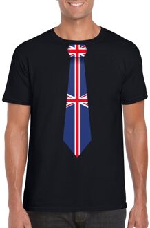 Bellatio Decorations Zwart t-shirt met Engeland vlag stropdas heren 2XL