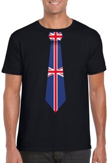 Bellatio Decorations Zwart t-shirt met Engeland vlag stropdas heren