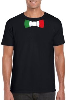 Bellatio Decorations Zwart t-shirt met Italie vlag strikje heren