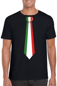 Bellatio Decorations Zwart t-shirt met Italie vlag stropdas heren
