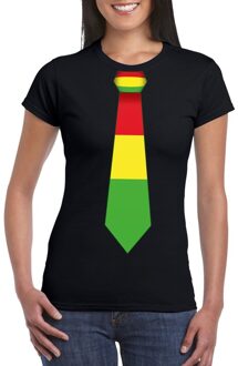Bellatio Decorations Zwart t-shirt met Limburgse vlag stropdas voor dames XS