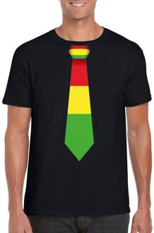 Bellatio Decorations Zwart t-shirt met Limburgse vlag stropdas voor heren