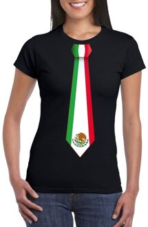 Bellatio Decorations Zwart t-shirt met Mexico vlag stropdas dames XS