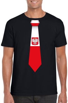 Bellatio Decorations Zwart t-shirt met Polen vlag stropdas heren 2XL